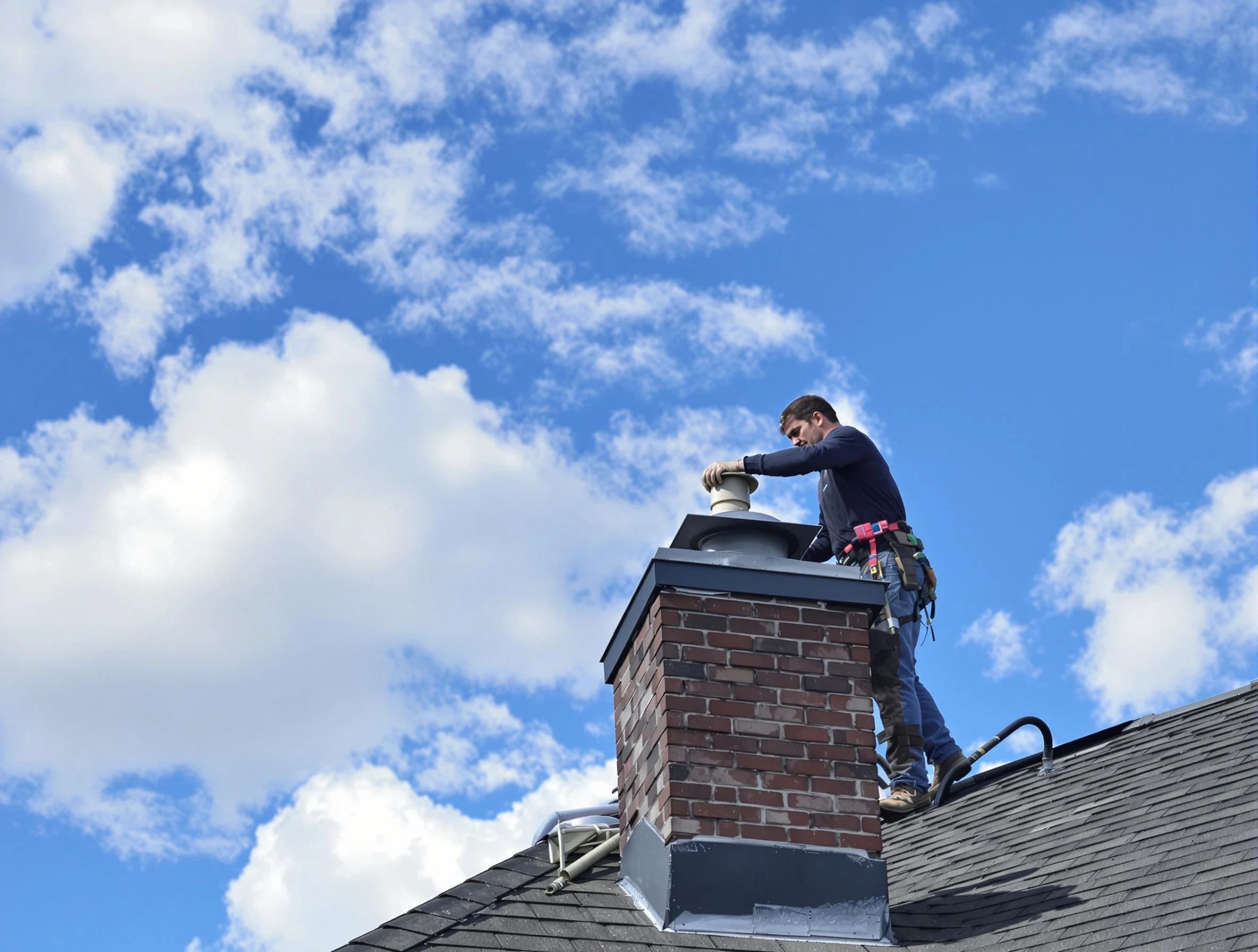 Piedmont Chimney Sweep installing a sturdy chimney cap in Piedmont, OK