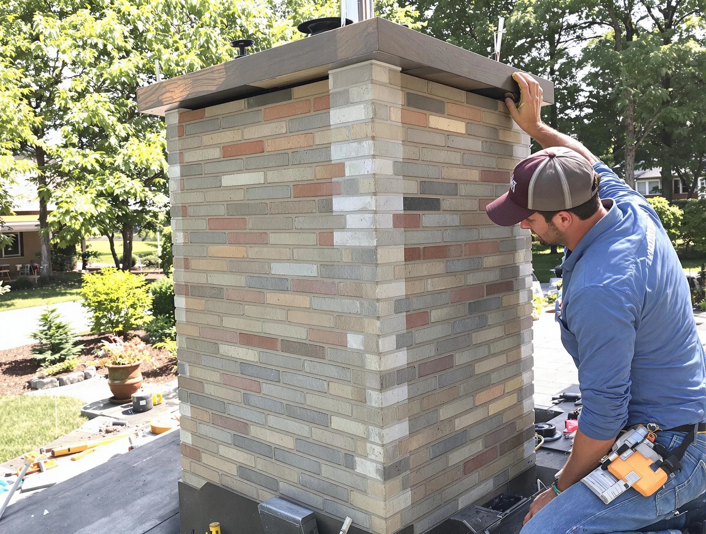 Piedmont Chimney Sweep completing a modern chimney remodel in Piedmont, OK