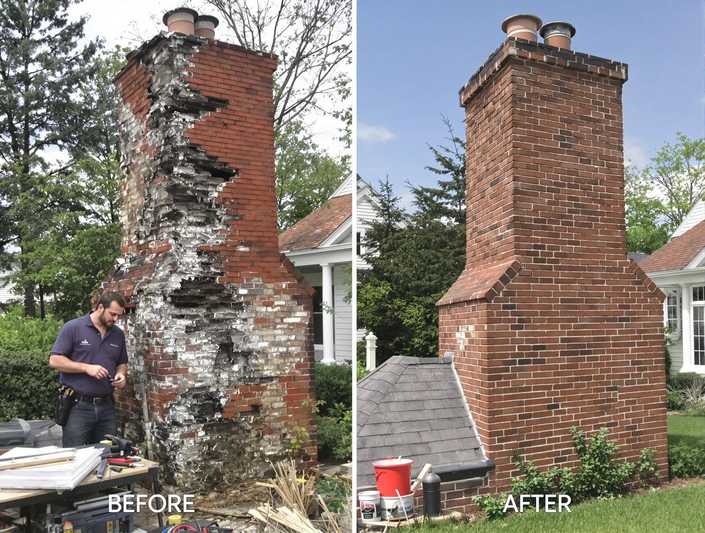 Piedmont Chimney Sweep performing a full chimney restoration in Piedmont, OK