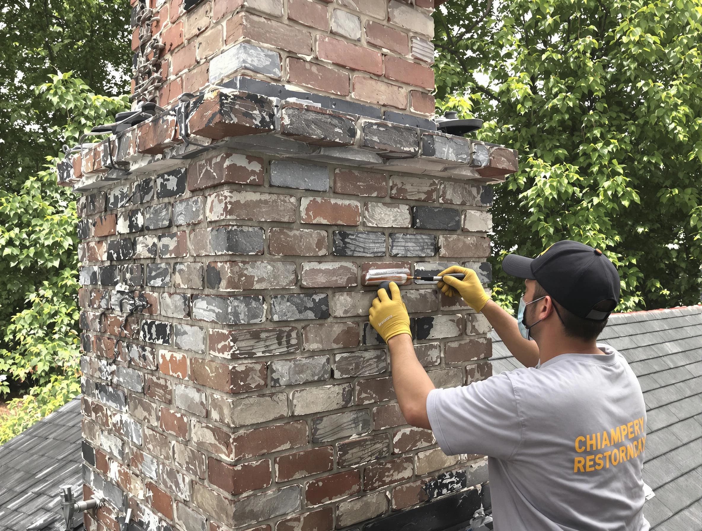 In-progress chimney restoration by Piedmont Chimney Sweep in Piedmont, OK