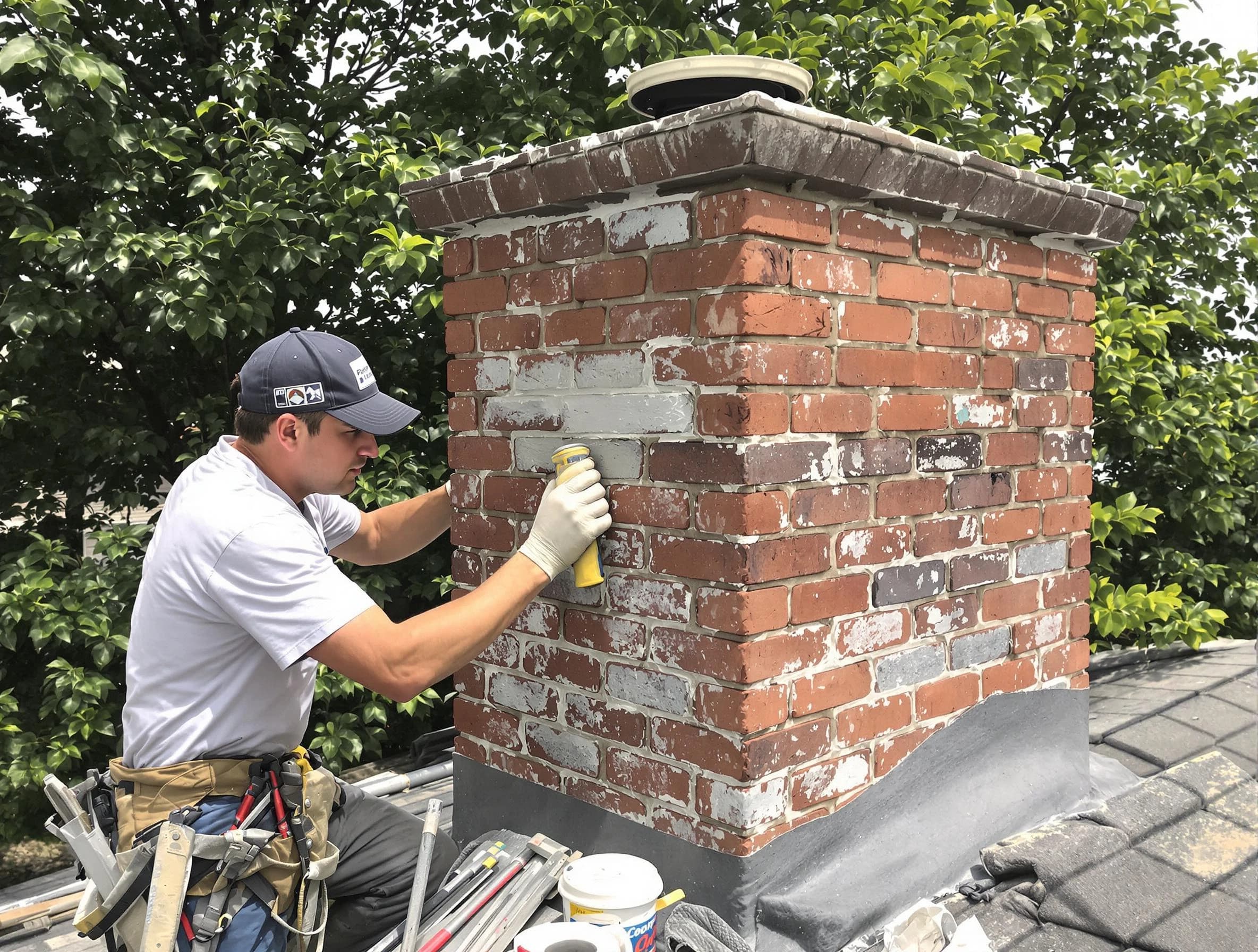 Piedmont Chimney Sweep restoring an aging chimney in Piedmont, OK