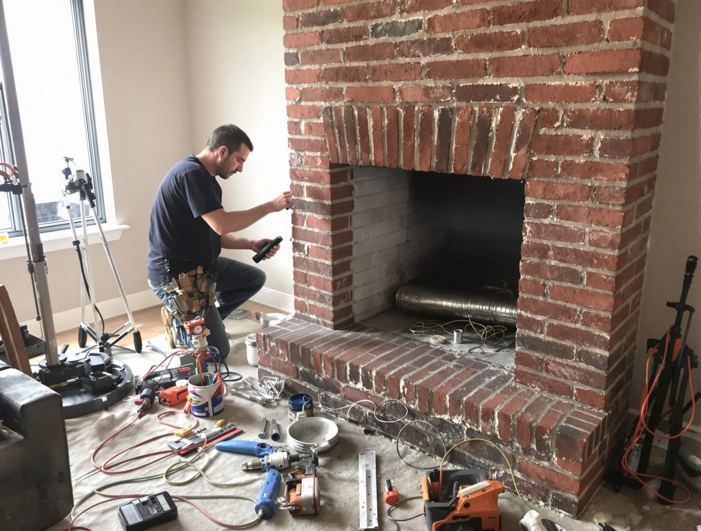 Piedmont Chimney Sweep specialist finalizing chimney liner service in Piedmont, OK