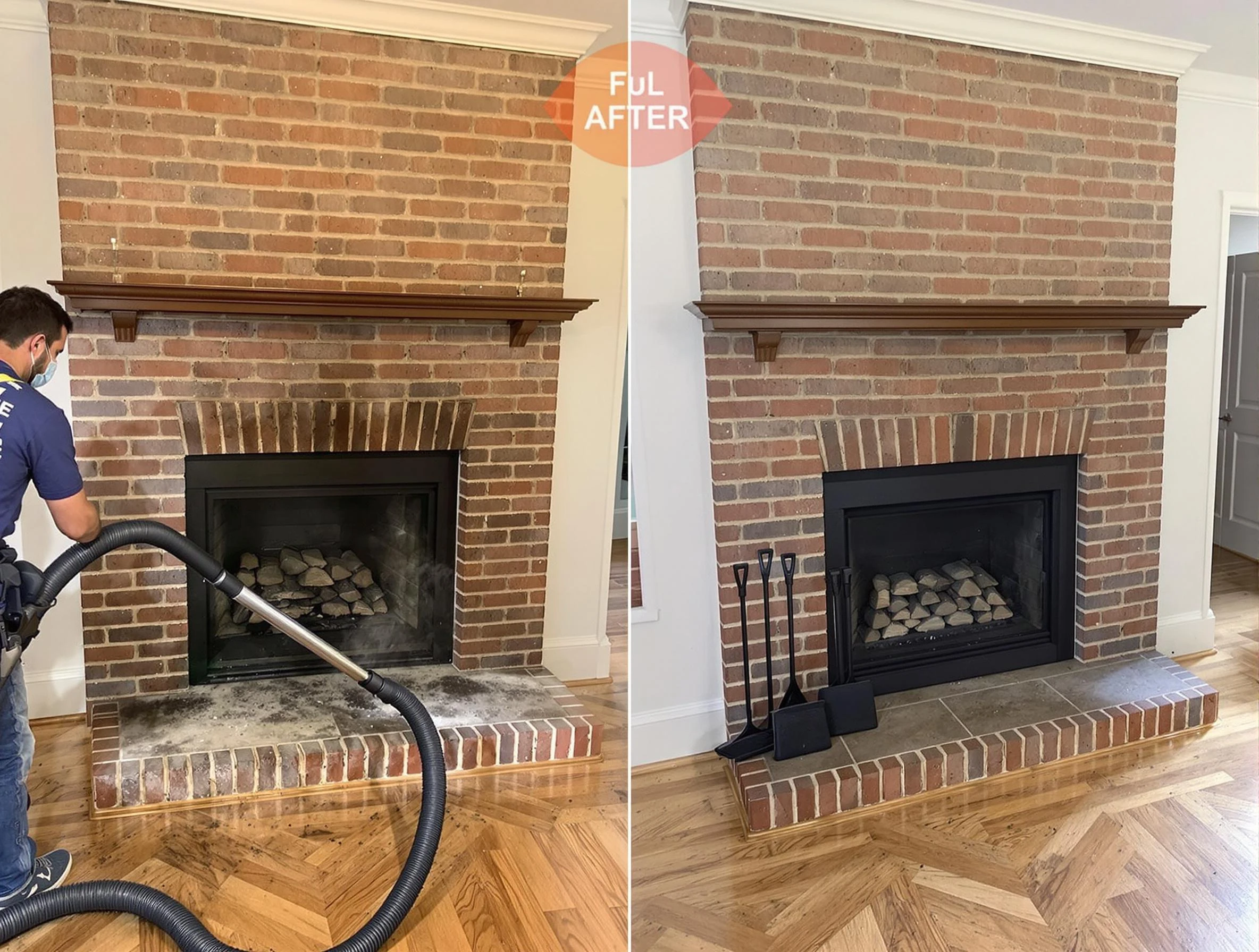 Piedmont Chimney Sweep carefully sanitizing a fireplace in Piedmont, OK