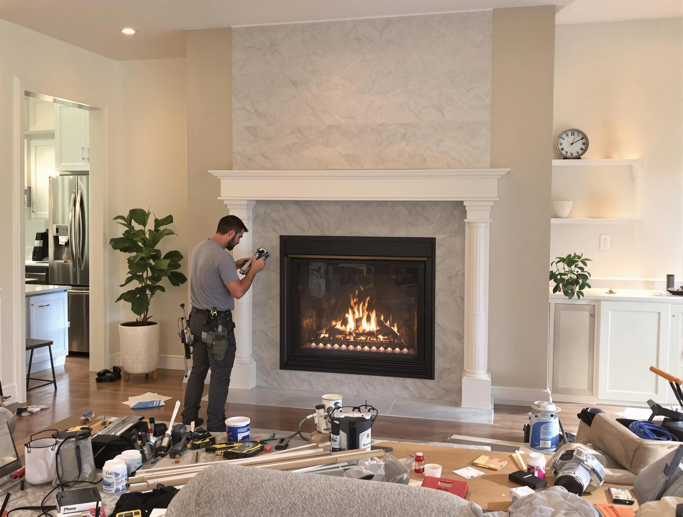 Newly installed fireplace by Piedmont Chimney Sweep in Piedmont, OK
