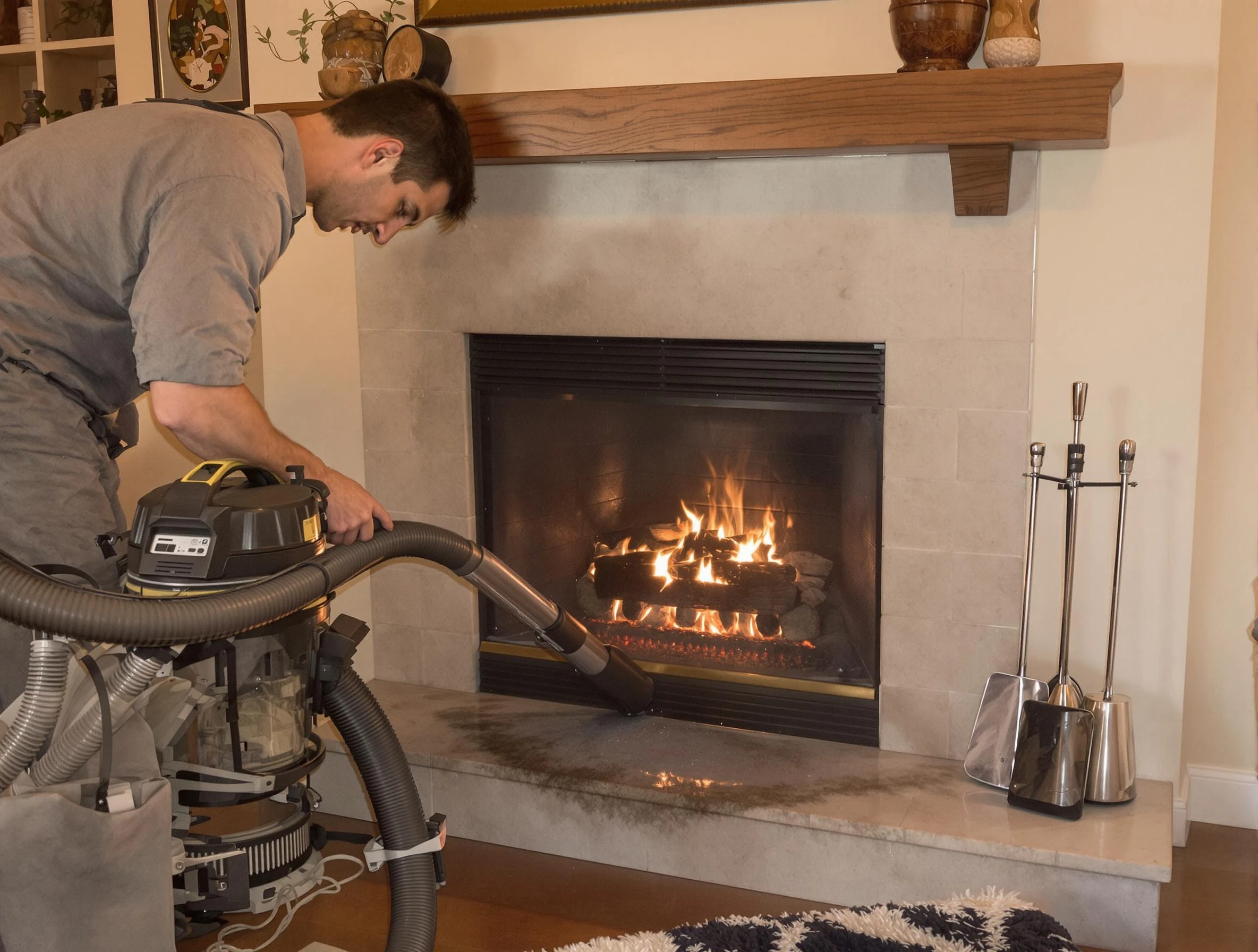Routine fireplace upkeep by Piedmont Chimney Sweep in Piedmont, OK
